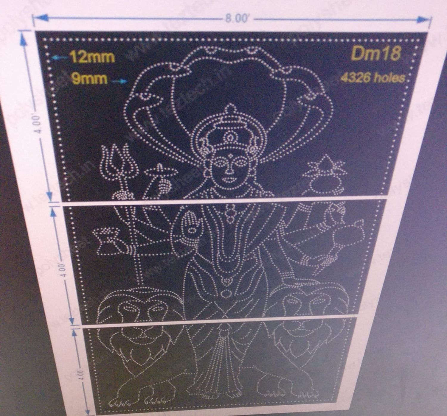 DM18 DURGA MATA 12X8 FEET 4326 HOLES 3 PARTS