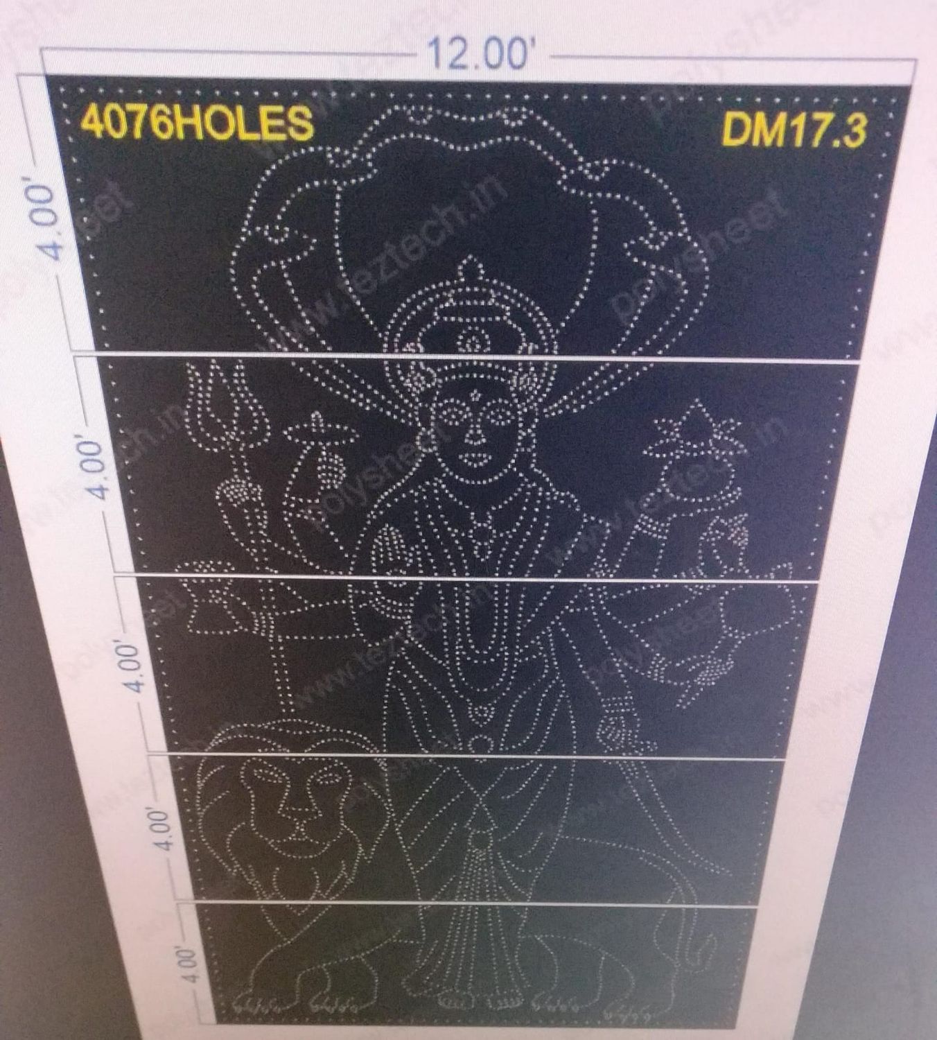 DM17.3 DURGA MATA 20X12 FEET 4076 HOLES 5PARTS