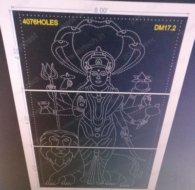 DM17.2 DURGA MATA SNAKE LION BORDER DEVI MATA 3 PARTS 12X8 FEET 4055 HOLES