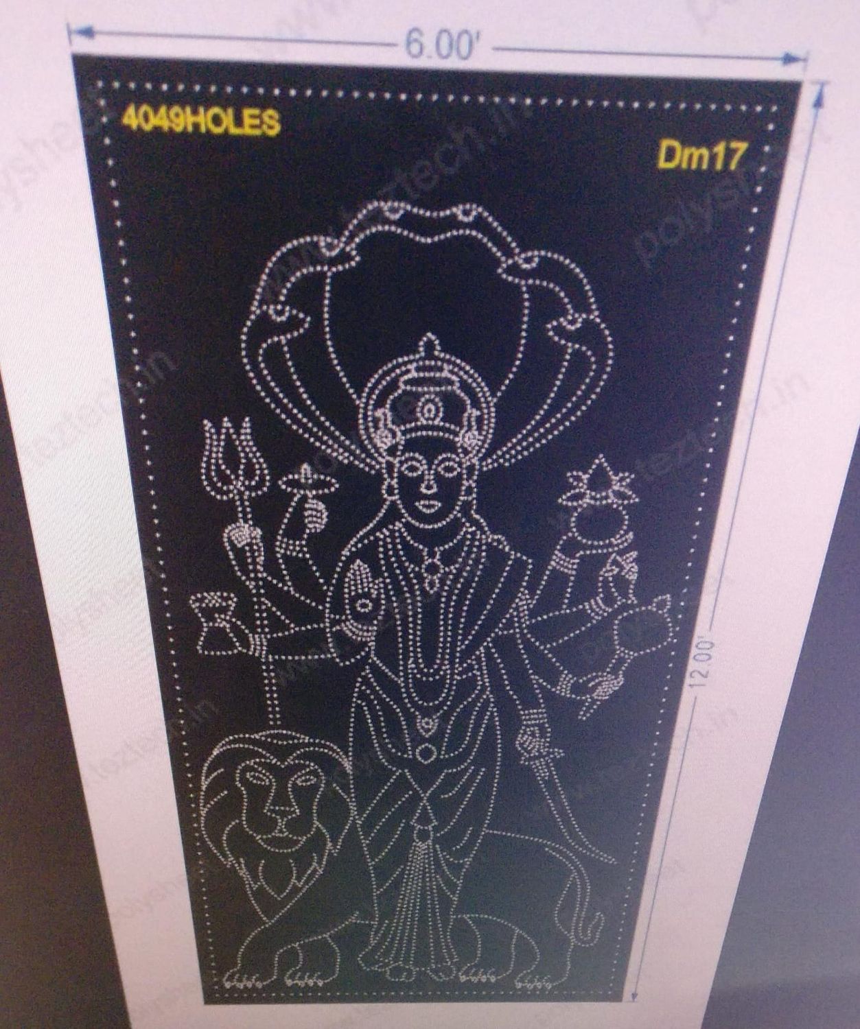 DM17 DURGA MATA 12X6 FEET 4049 HOLES (4 PARTS)