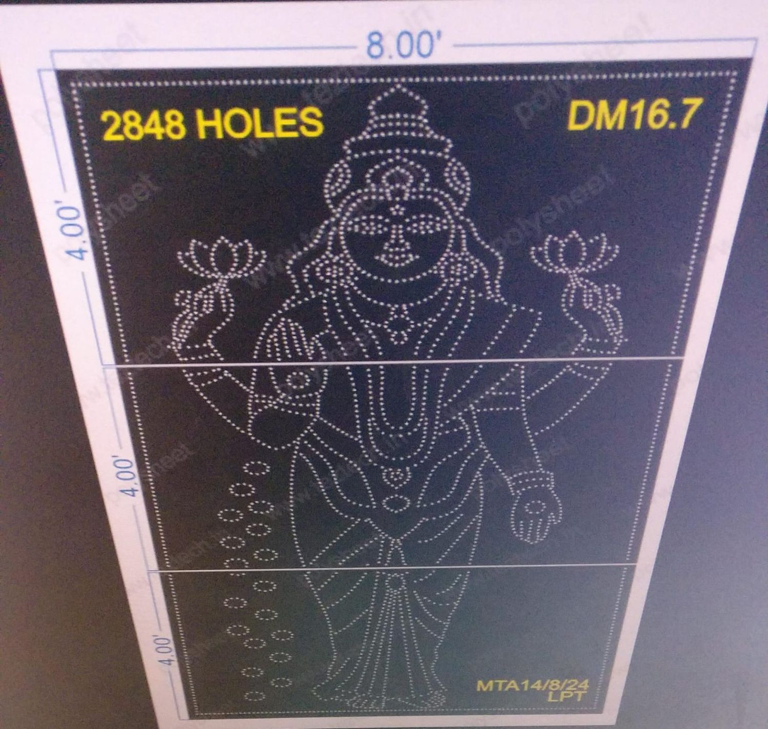 DM16.7 DEVI MATA 12X8 FEET 2848 HOLES ( 3 PARTS )
