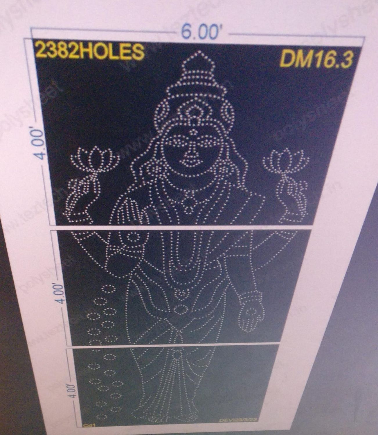 DM16.3 LAXMI MATA 12X6 FEET 2382 HOLES 3 PARTS