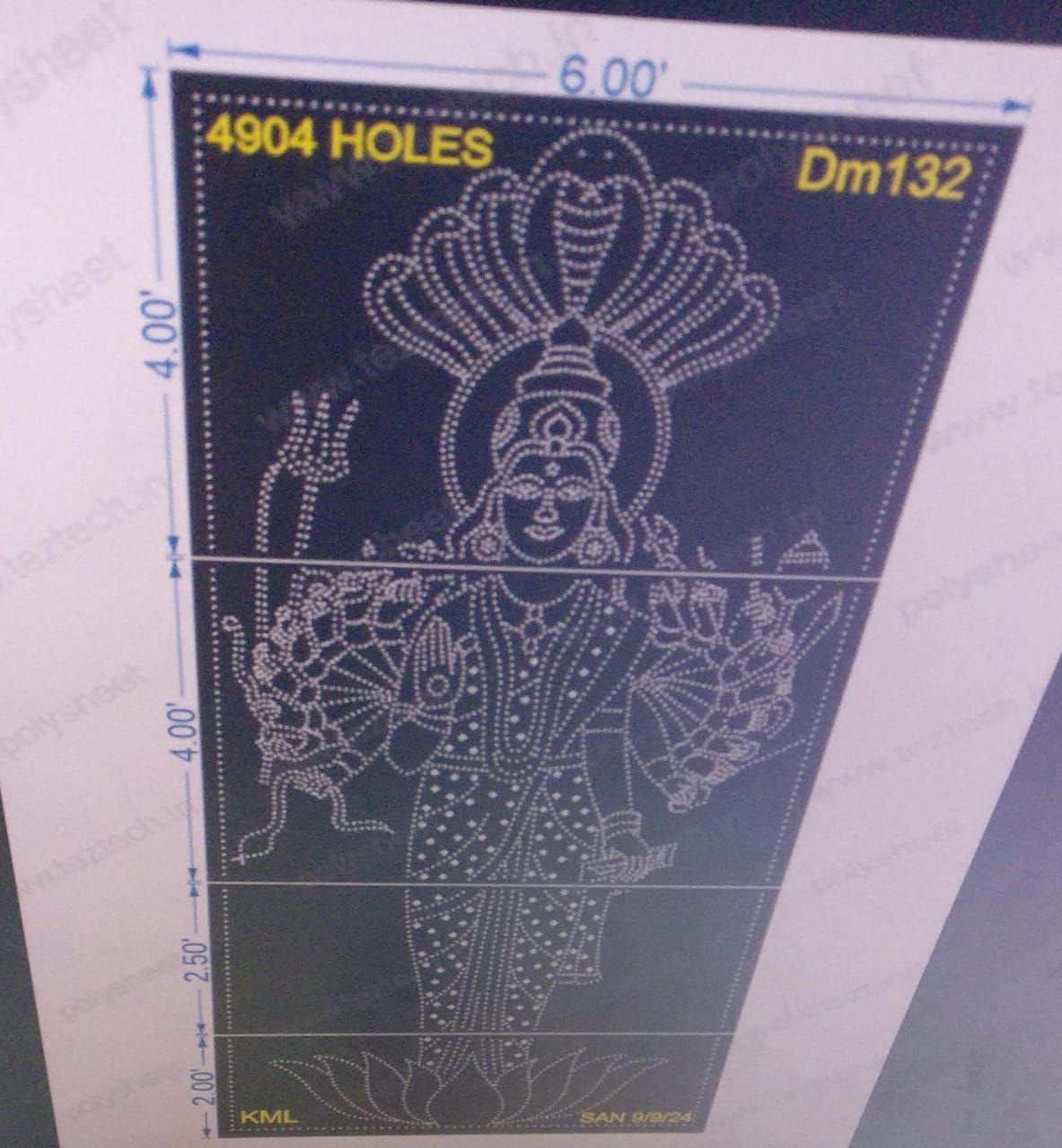 DM132 DEVI MATA 12.50X6 FEET 4906 HOLES (4 PARTS)