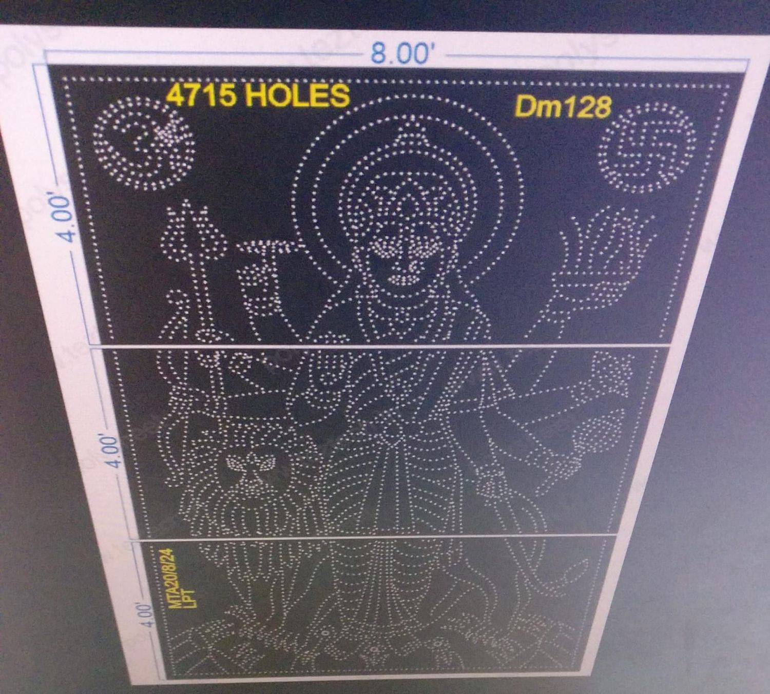 DM128 DEVI MATA 12X8 FEET 4715 HOLES (3 PARTS )