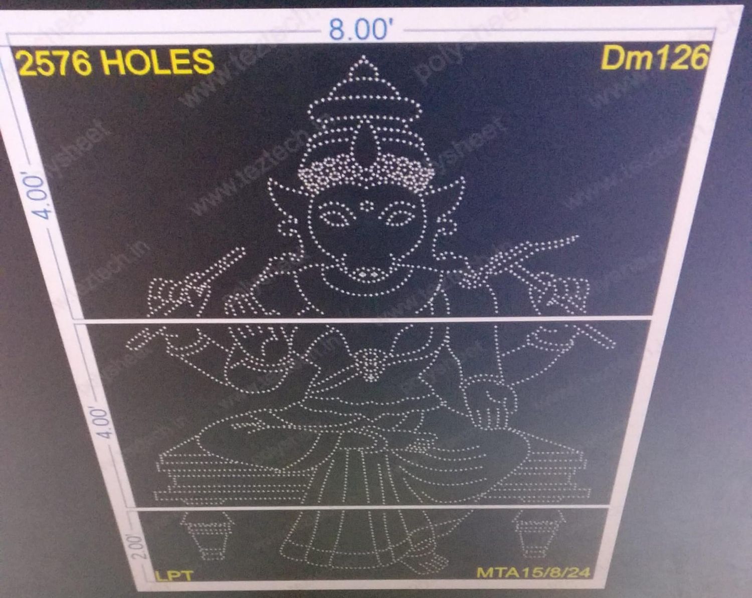 DM126 Varahi Amman Devi 10X8 FEET 2576 HOLES (3 PARTS )