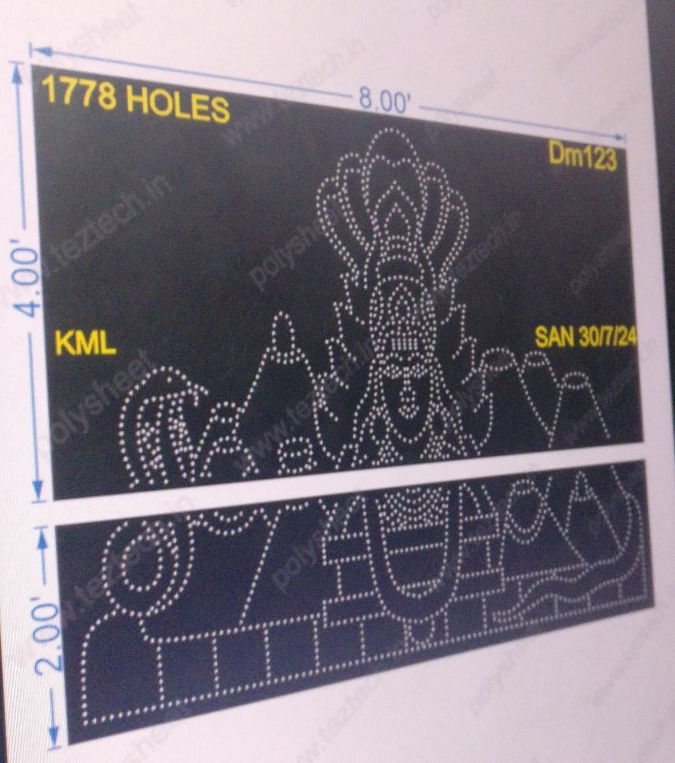 DM123 DEVI MATA 6X8 FEET 1778 HOLES (2 PARTS )
