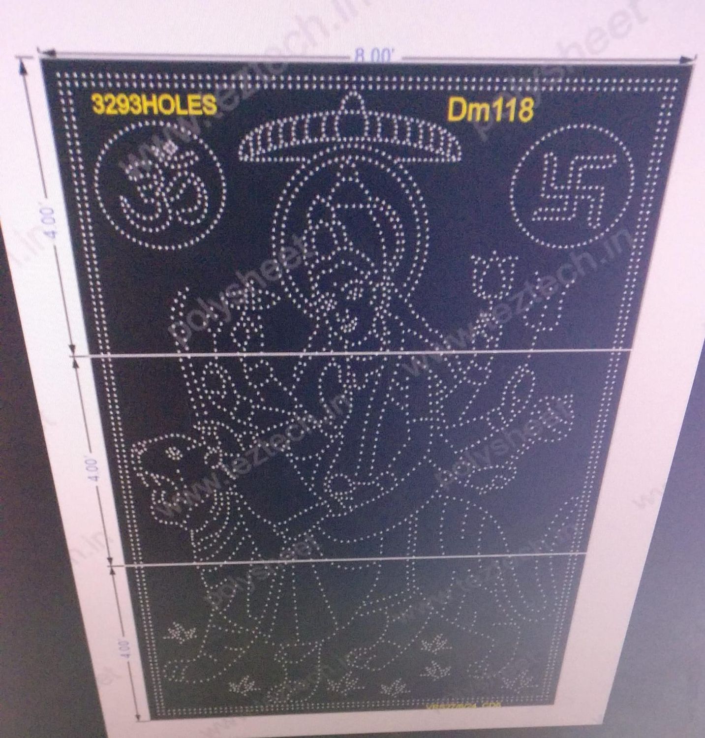 DM118 DEVI MATA ON TIGER 3 PARTS 12X8 FEET 3293 HOLES