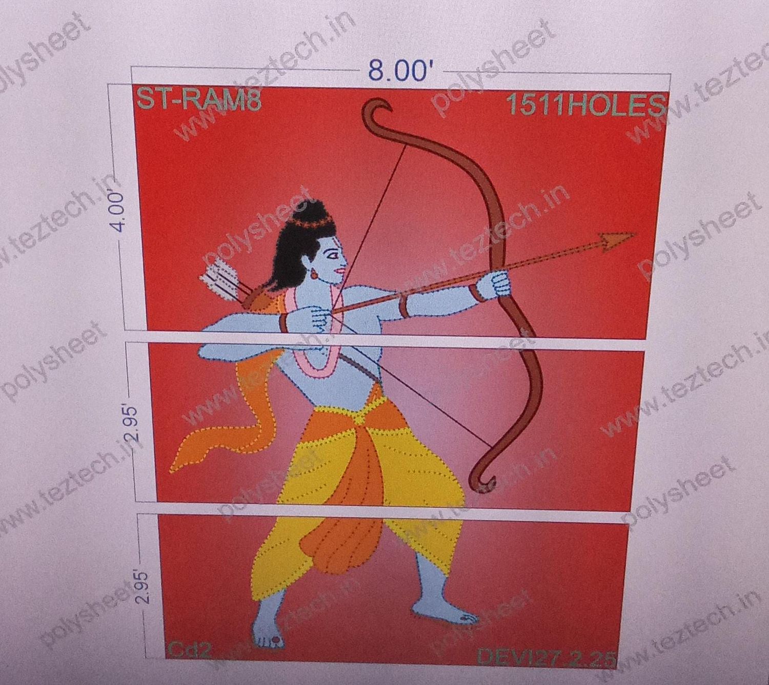 ST-RAM8 STICKER SHREE RAM 10X8FEET 1511HOLES IN 3PART