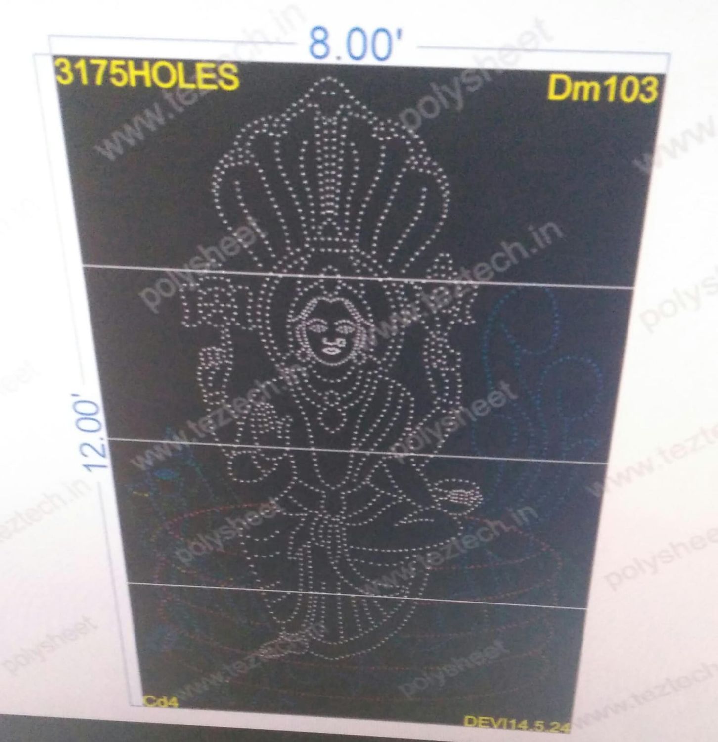 DM103  DEVI MATA 12X8 FEET 3175 HOLES (4 PARTS)