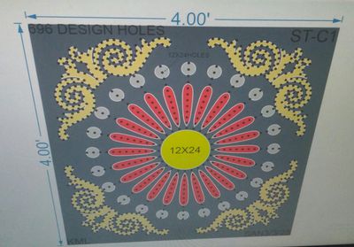 ST-C1 STICKER CIRCLE 4X4 FEET 12X24 HOLES WITH 696 DESIGN HOLES 984 TOATAL HOLES