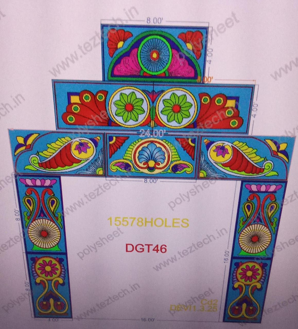 ST-DGT46 STICKER DESIGNER GATE TOTAL FEET = 28X24 (10 PARTS 4X8 FEET PER PART) TOTAL HOLES = 15578