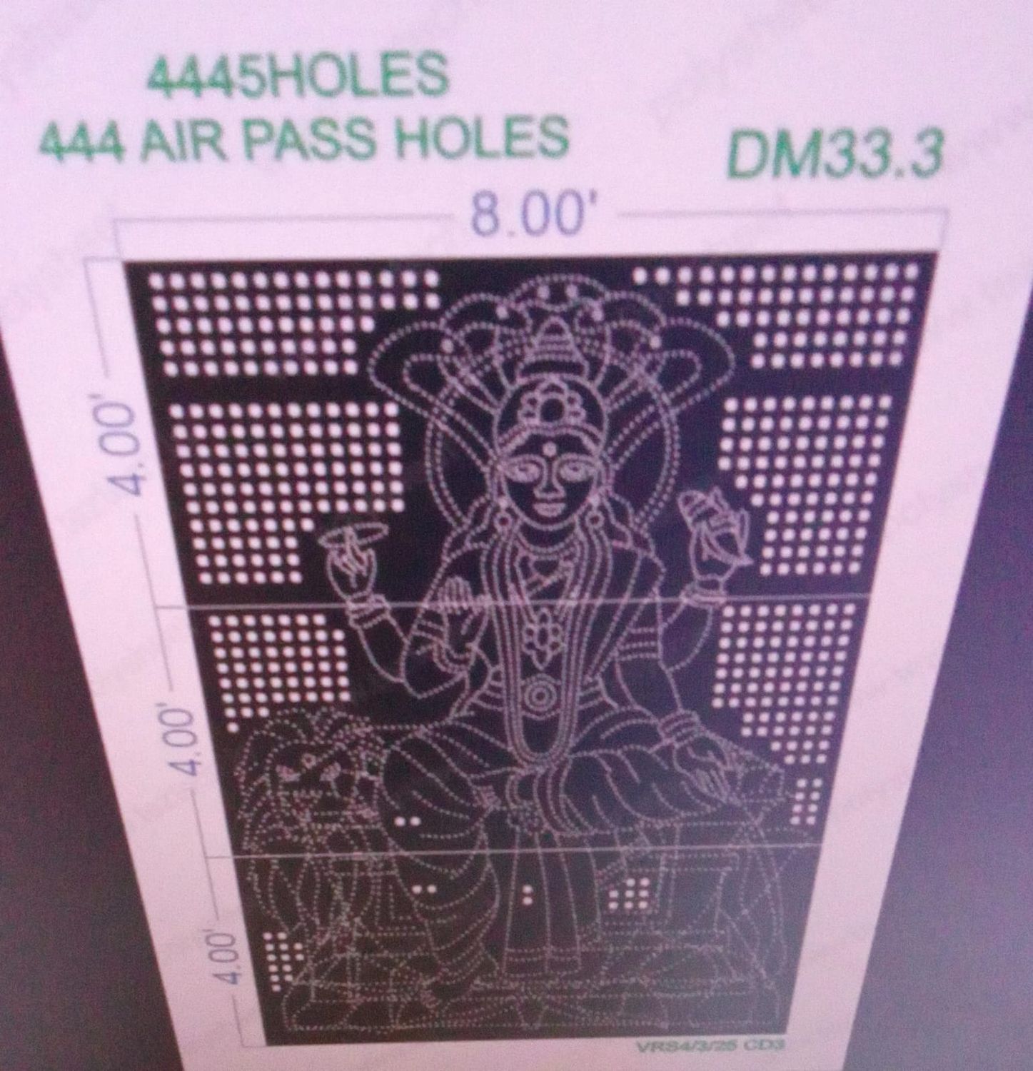 DM33.3 DEVI MATA 12X8 FEET 4445 HOLES 444 AIR PASS HOLES