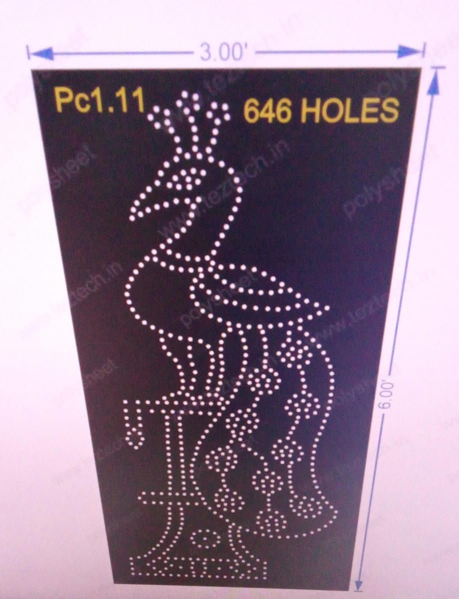 PC1.11 PEACOCK POLY SHEET 6x3 FEET 646 HOLES