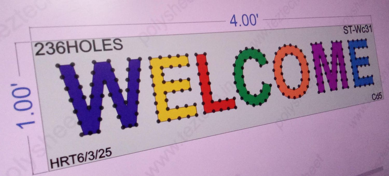 ST-WC31 STICKER WELCOME 1X4 FEET 236 HOLES IN 1 PART
