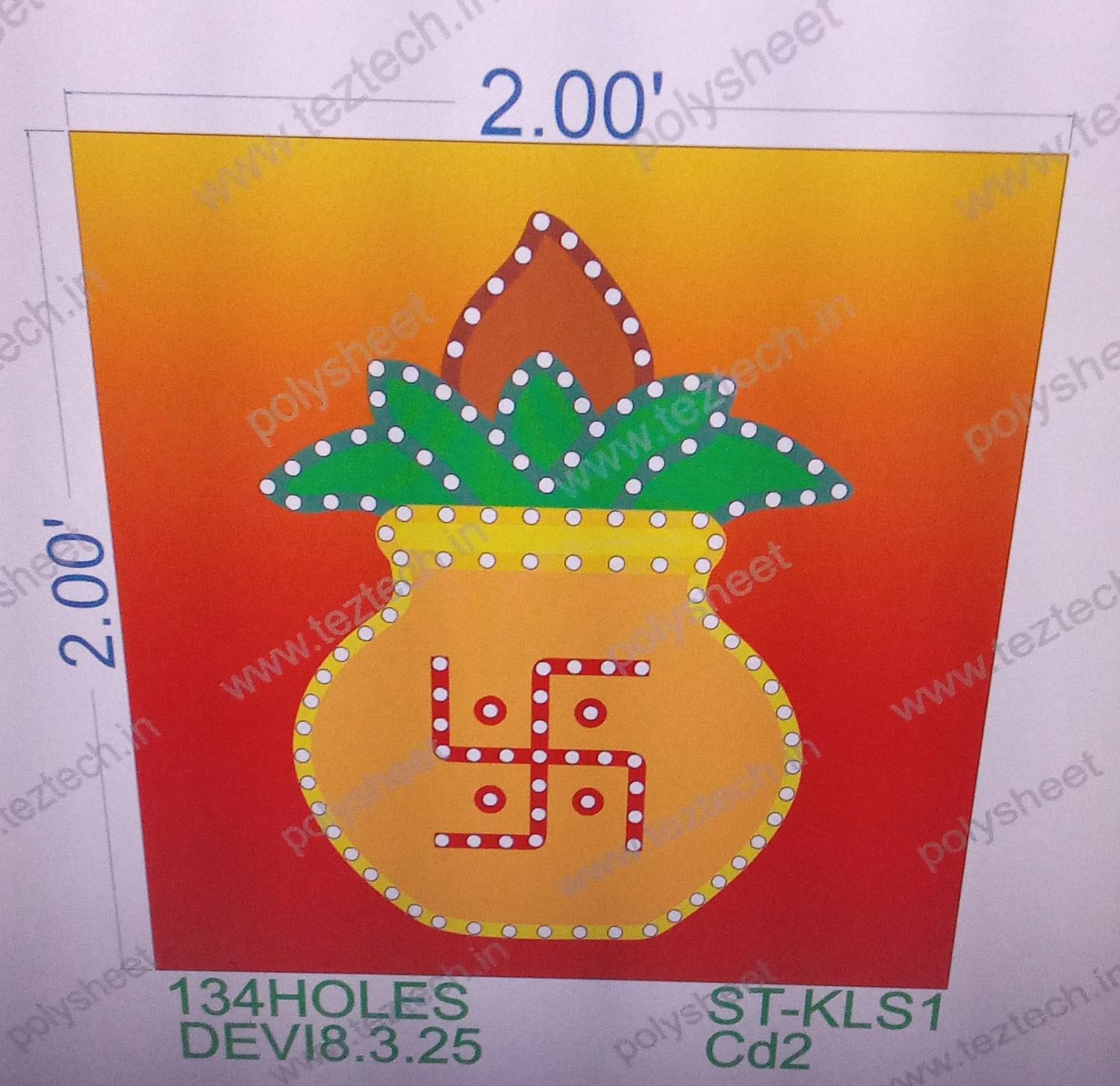 ST-KLS1 STICKER KALASH 2X2FEET 134HOLES IN 1 PART