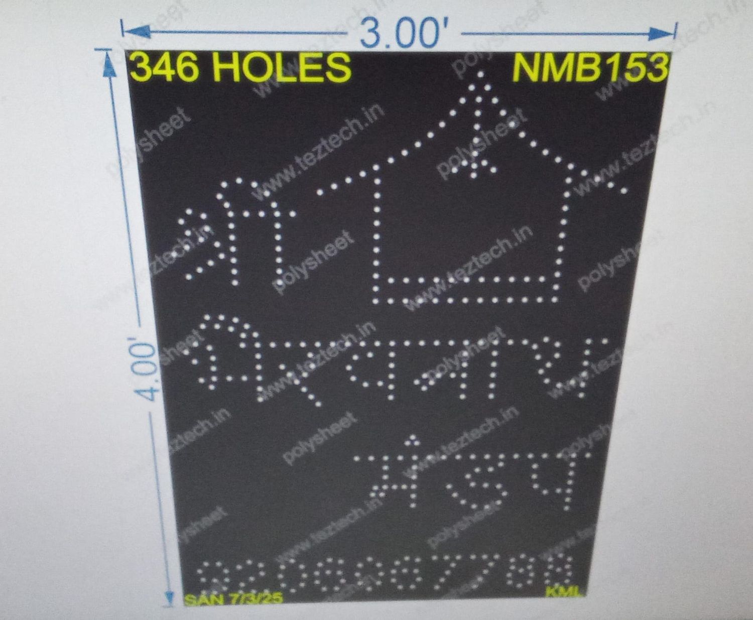 NMB153 NAME BOARD 1 PART 4X3 FEET 346 HOLES