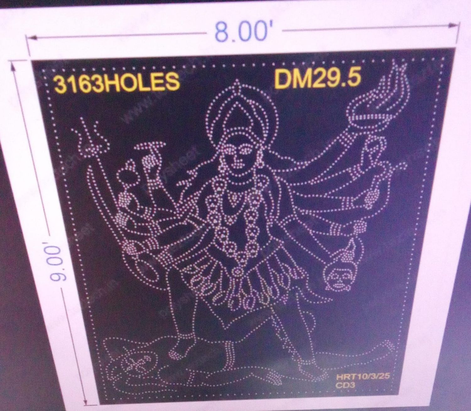 DM29.5  KALI MATA  9X8 FEET 3163 HOLES  (3 PARTS)
