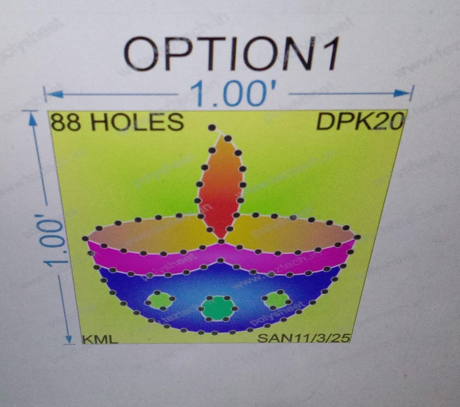ST-DPK20 STICKER DIPAK 1X1FEET 88HOLES IN 1 PART