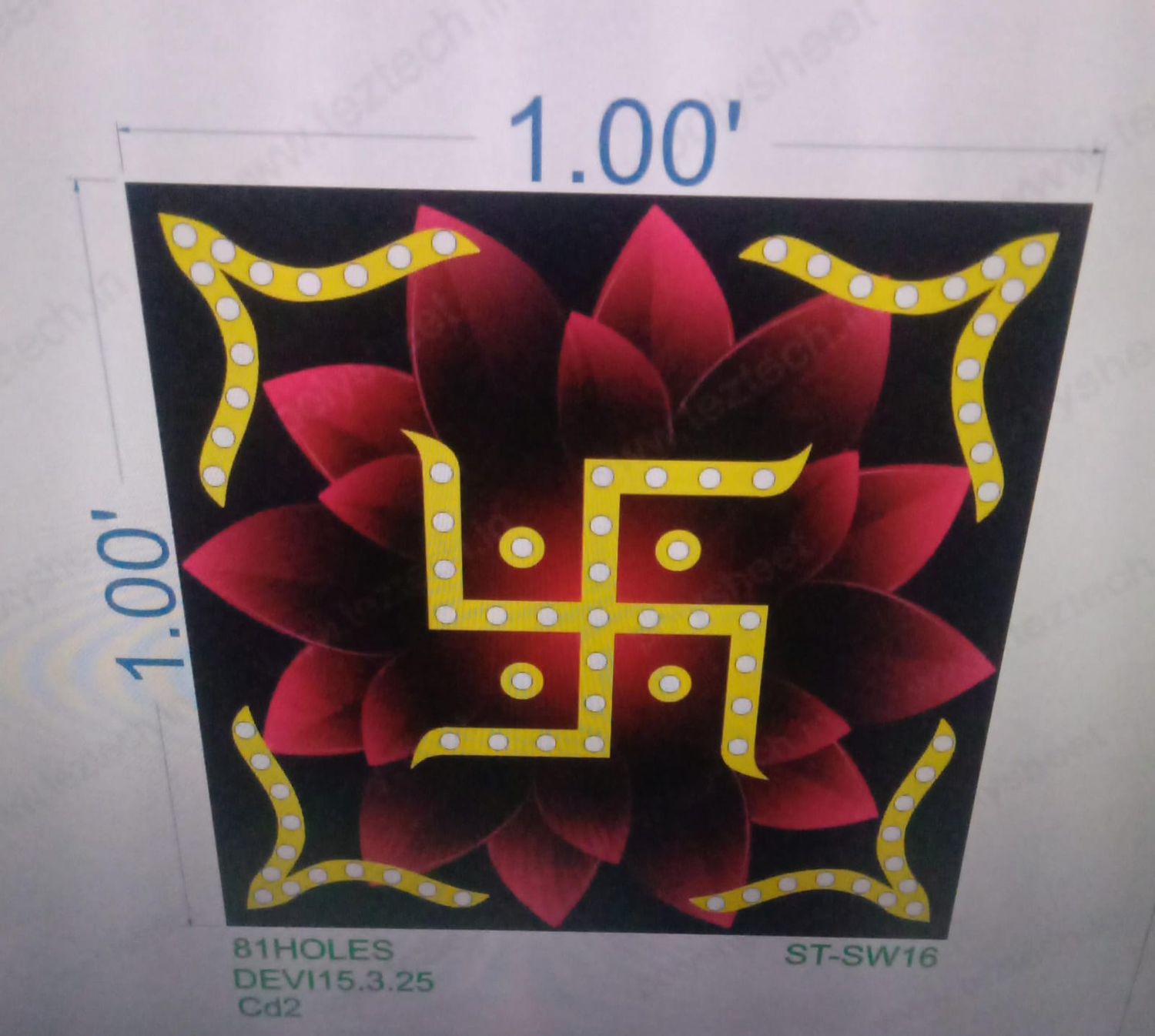 ST-SW16 STICKER SWASTIK 1X1FEET 81HOLES IN 1 PART