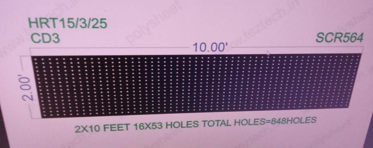 SCR564  2X10 FEET 16X53  HOLES SCREEN TOTAL HOLES=848