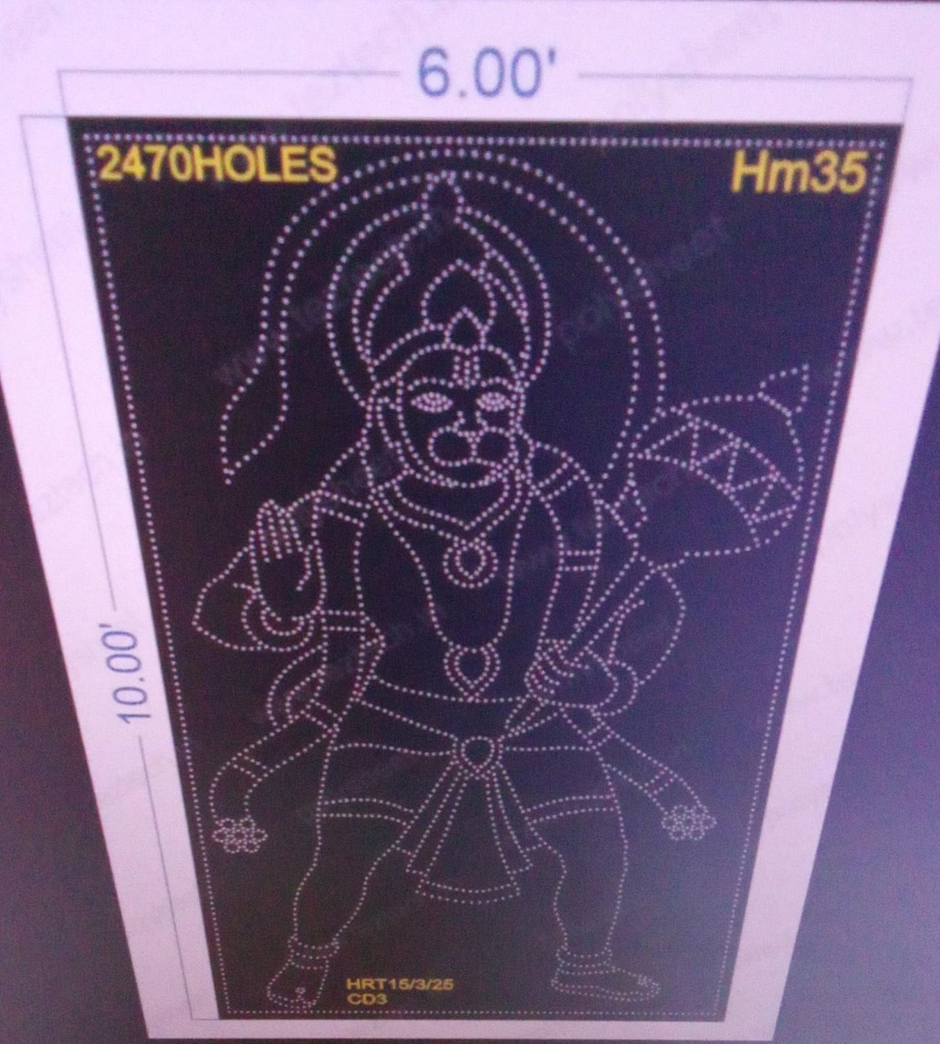 HM35 HANUMANJI 3 PARTS 10X6  FEET 2470  HOLES