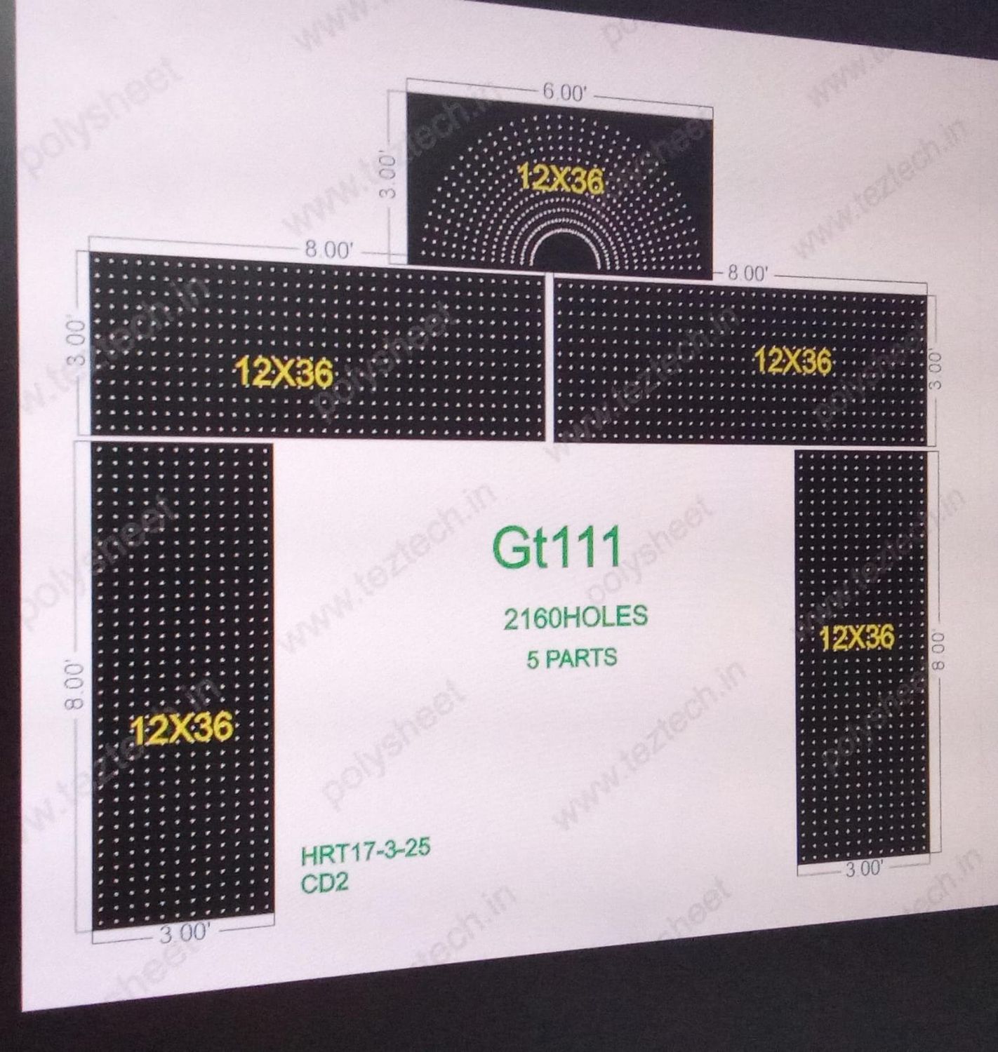 GT111 GATE 5 PART 14X16  FEET 2160HOLES
