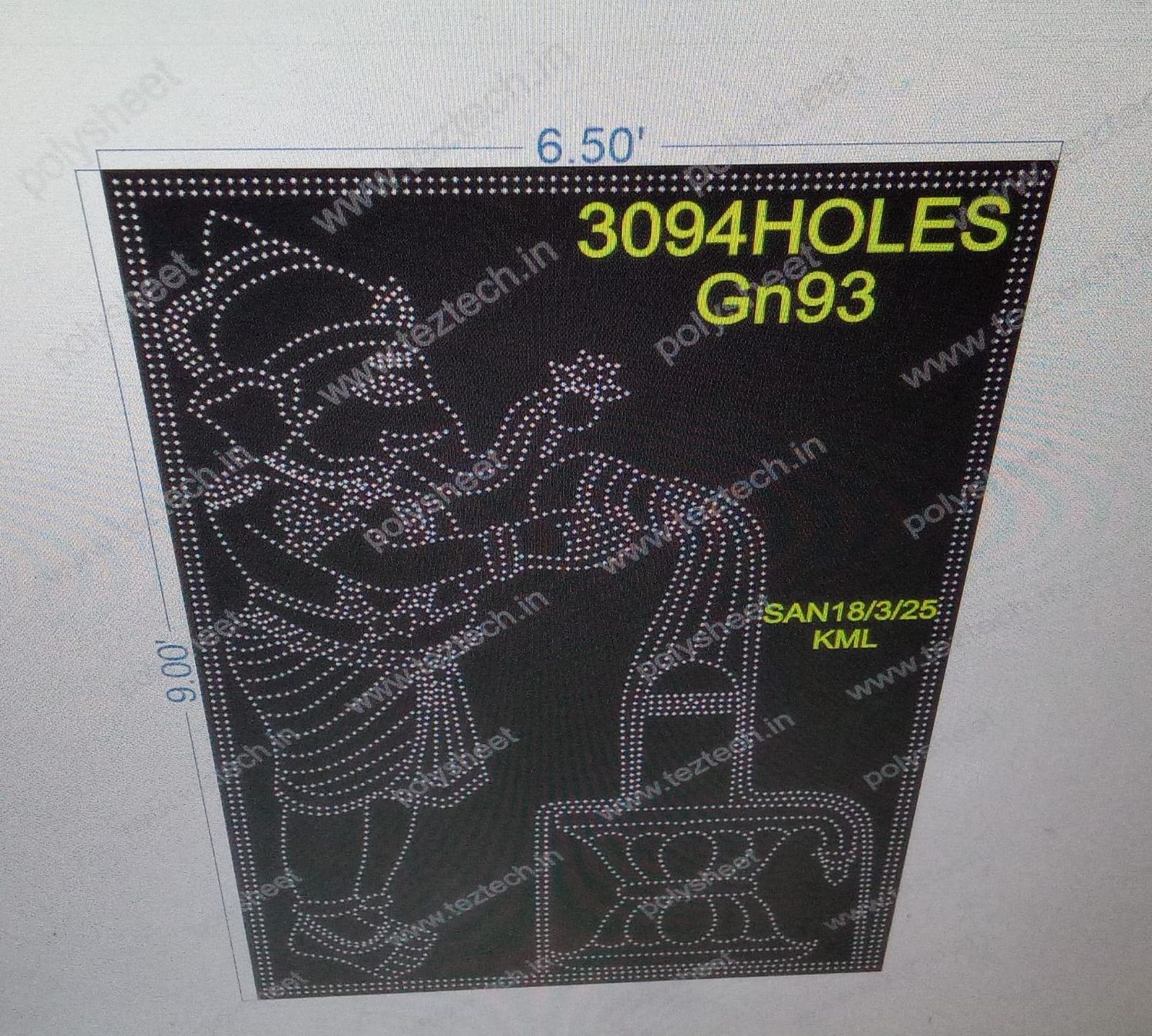 GN93 GANESH JI 3 PARTS 9X6.5 FEET 3094 HOLES