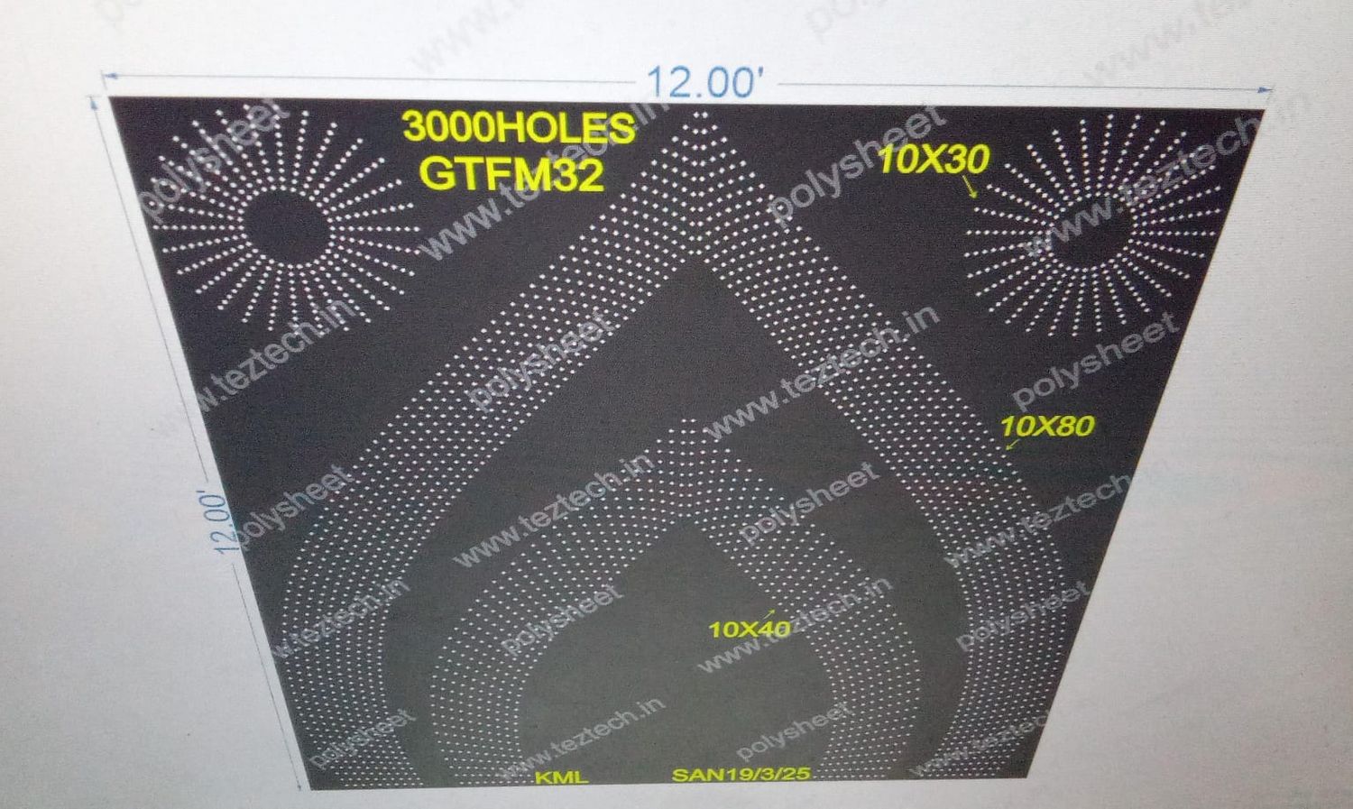 GTFM32  4 PARTS 12X12 FEET 3000 HOLES