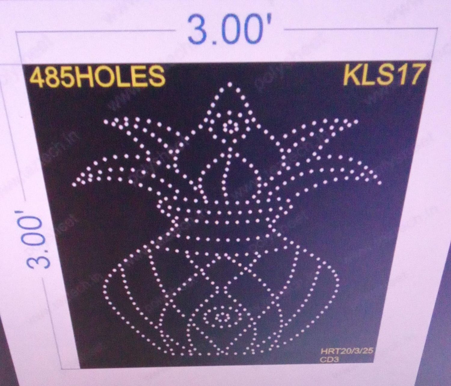KLS17  KALASH 3X3 FEET 485  HOLES