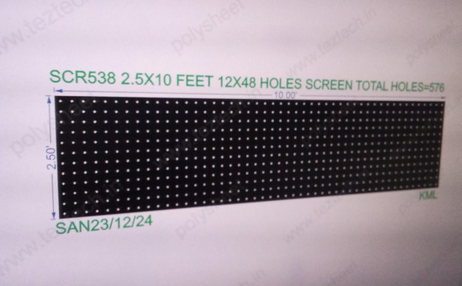 SCR538 2.5X10 FEET 12X48 HOLES  TOTAL HOLES=576