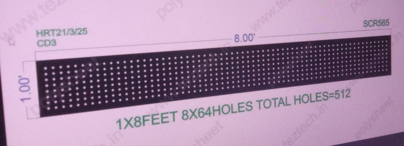 SCR565 1X8 FEET 8X64  HOLES SCREEN TOTAL HOLES=512