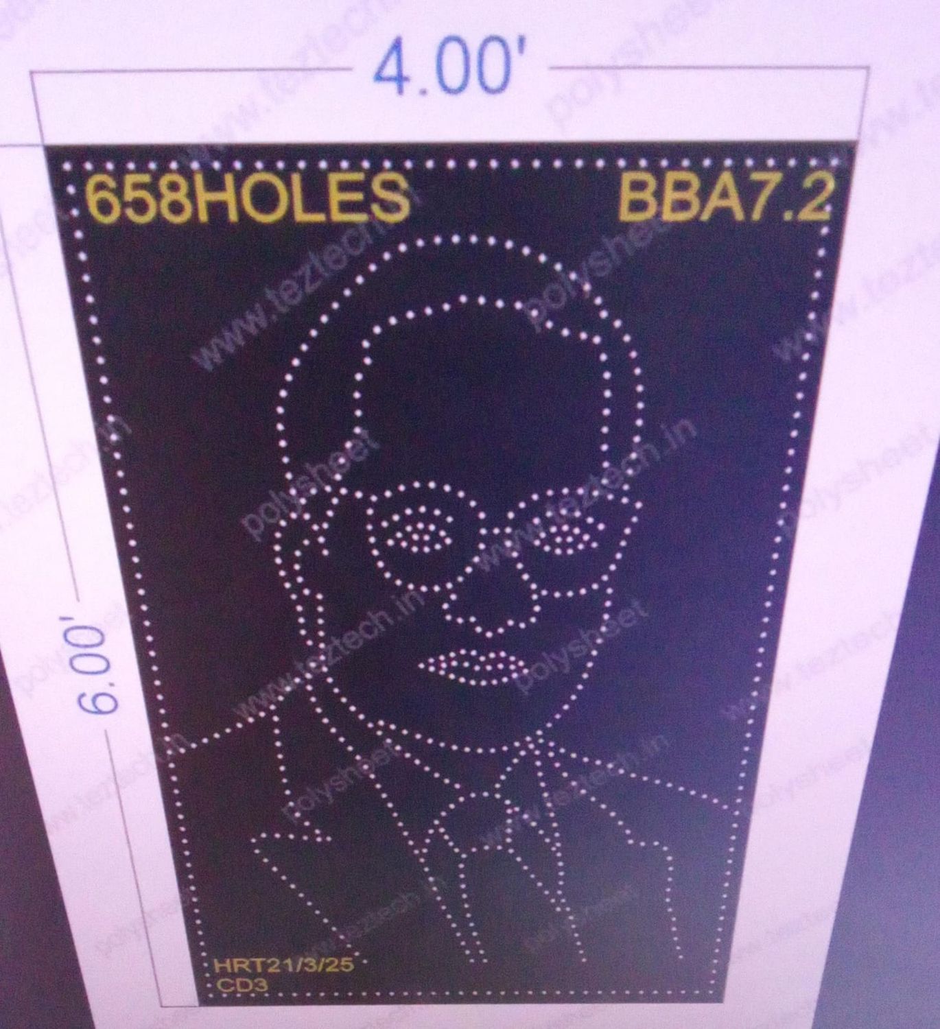BBA7.2  BABA SAHEB AMBEDKAR 6X4 FEET 658 HOLES