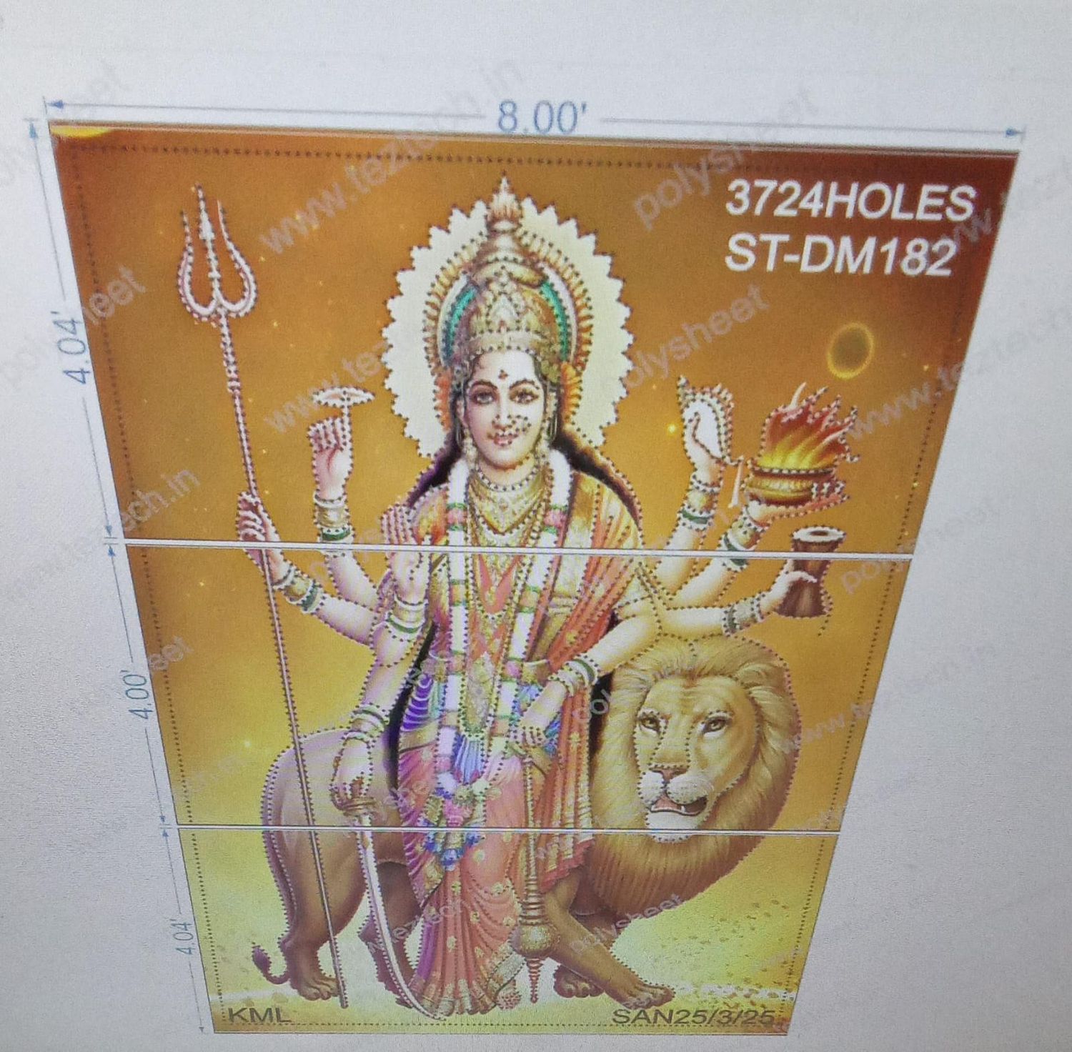 ST-DM182 STICKER DEVI MATA 12X8 FEET 3724 HOLES IN 3 PART