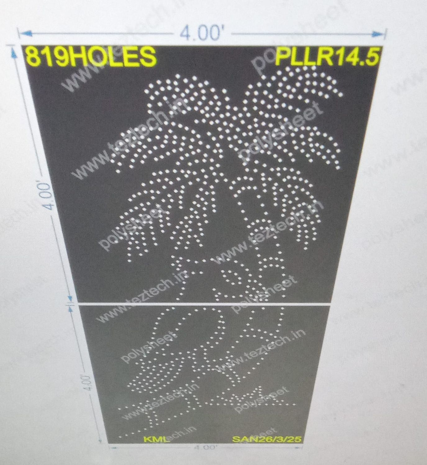PLLR14.5  PILLAR 2 PARTS 8X4 FEET 819 HOLES