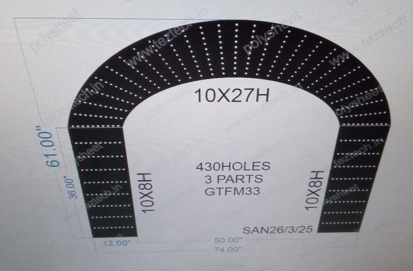 GTFM33 3 PART (74X61INCH) (6.167X5.083FEET) 430 HOLES
