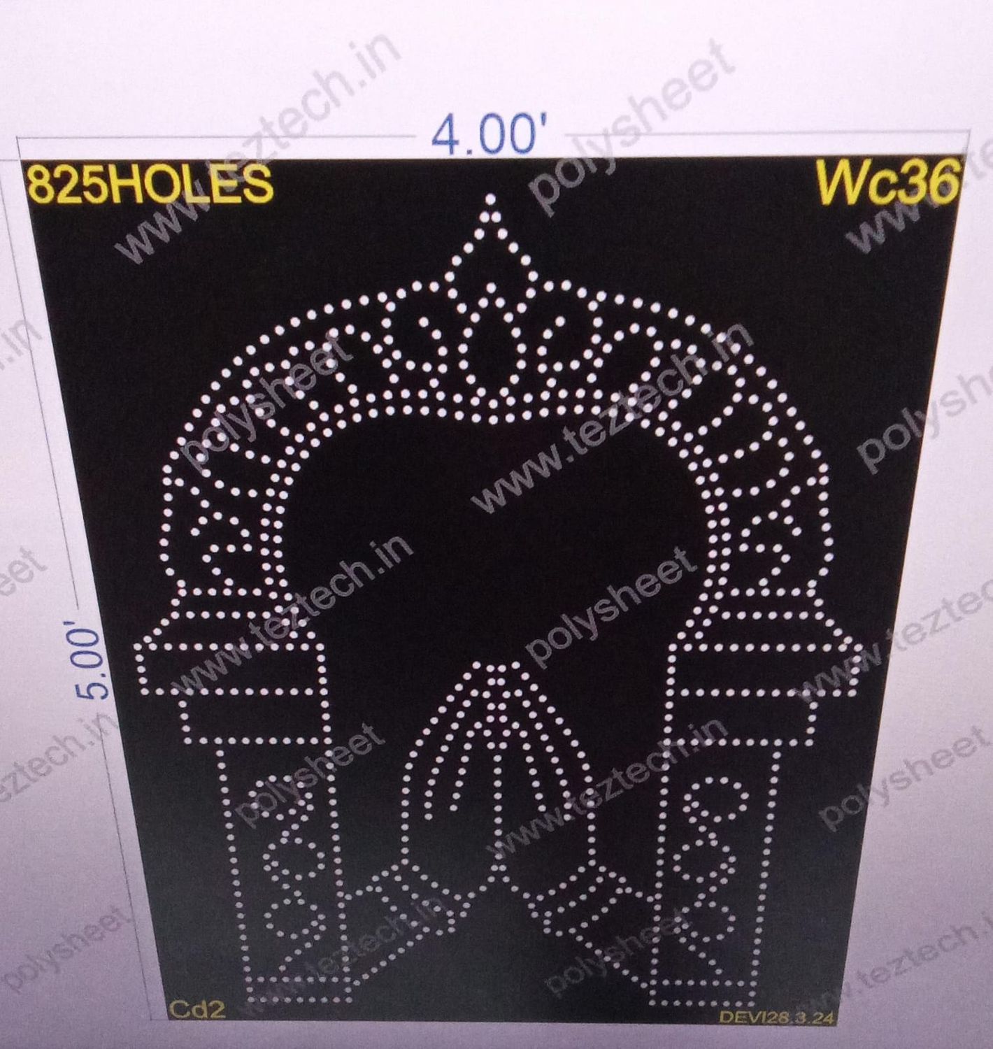 WC36 WELCOME 1 PART 5X4 FEET 825 HOLES