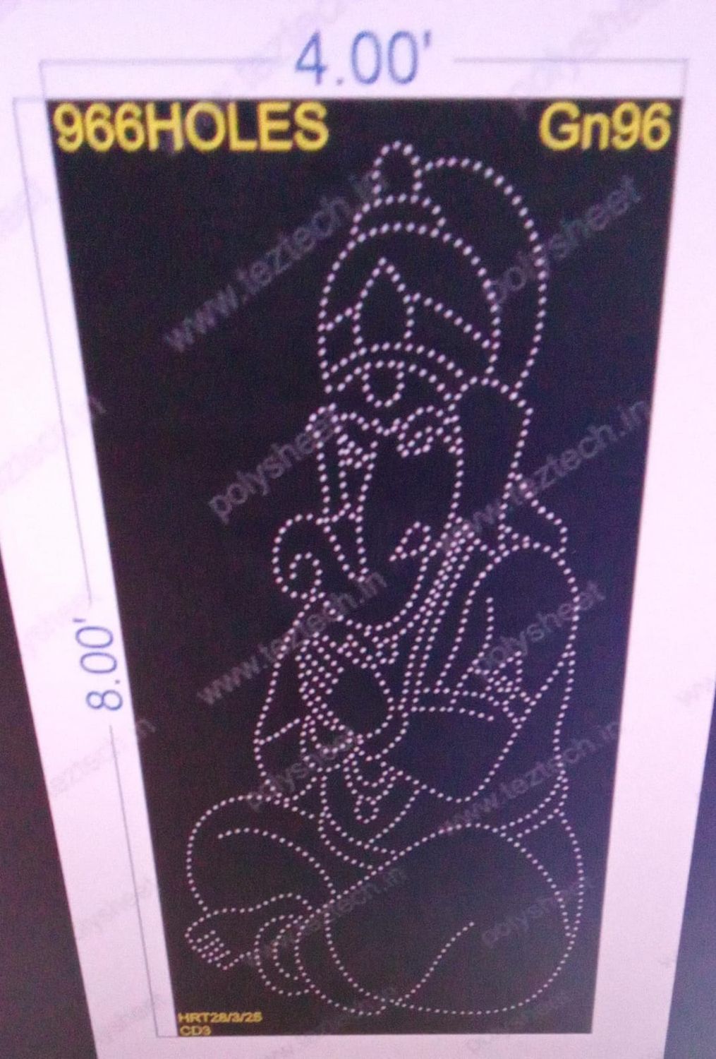 GN96 GANESH JI 1 PARTS 8X4 FEET 966 HOLES