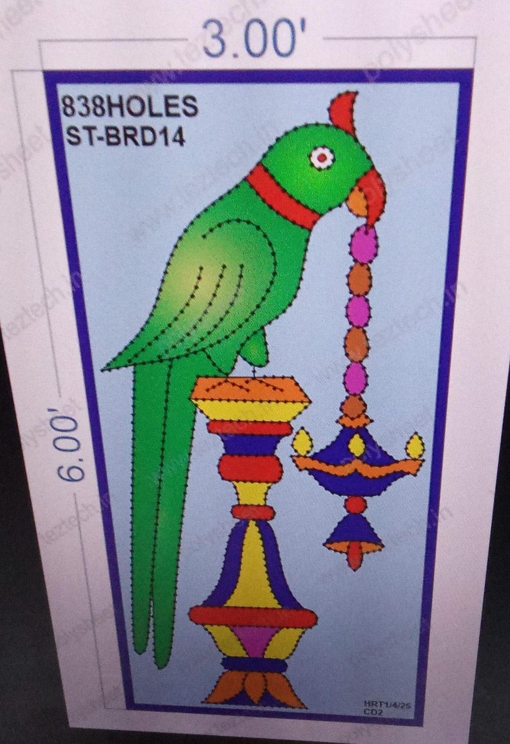 ST-BRD14  STICKER PARROT 6X3 FEET 838 HOLES IN 1 PART