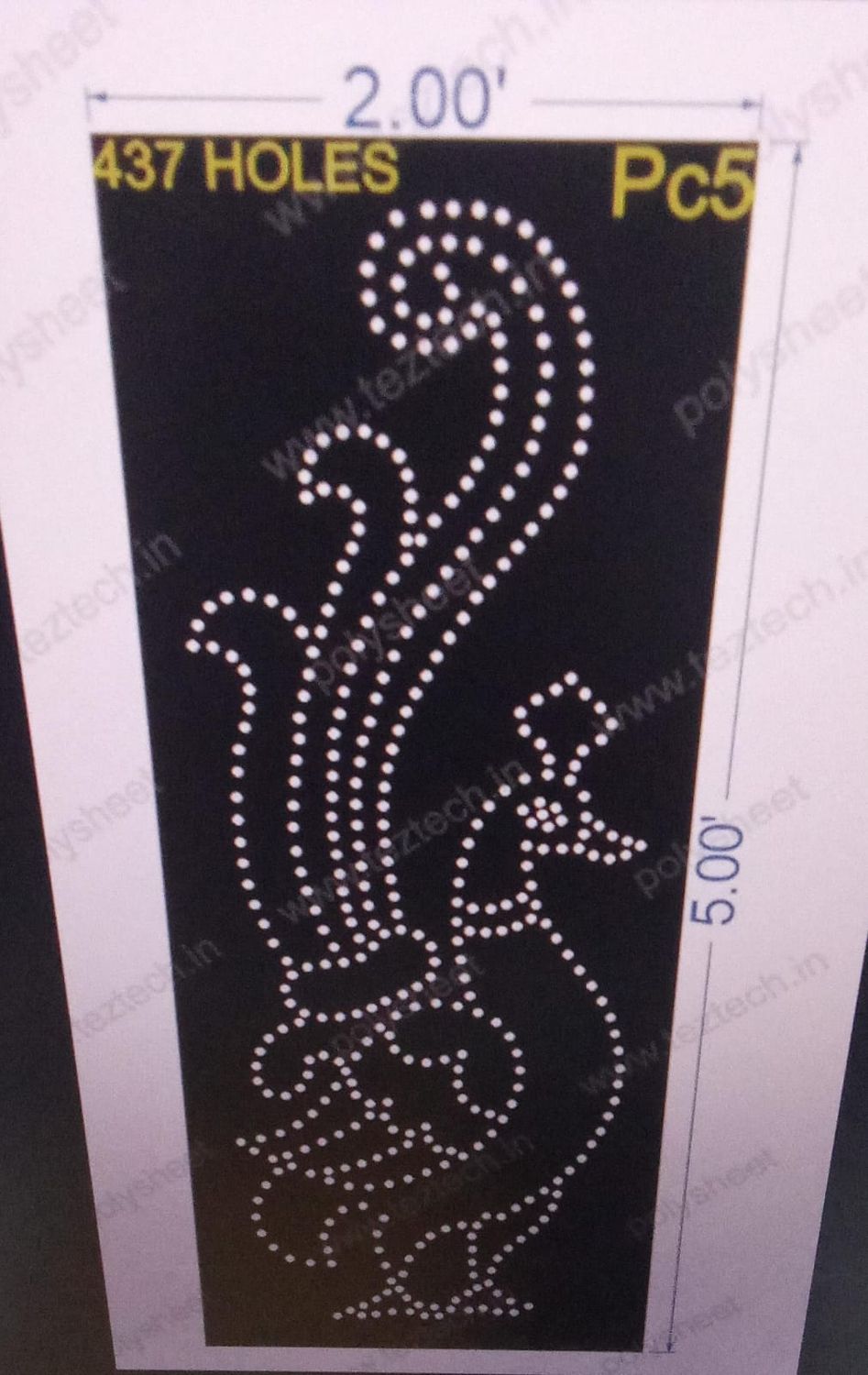 PC5 PEACOCK 5X2 FEET 437 HOLES