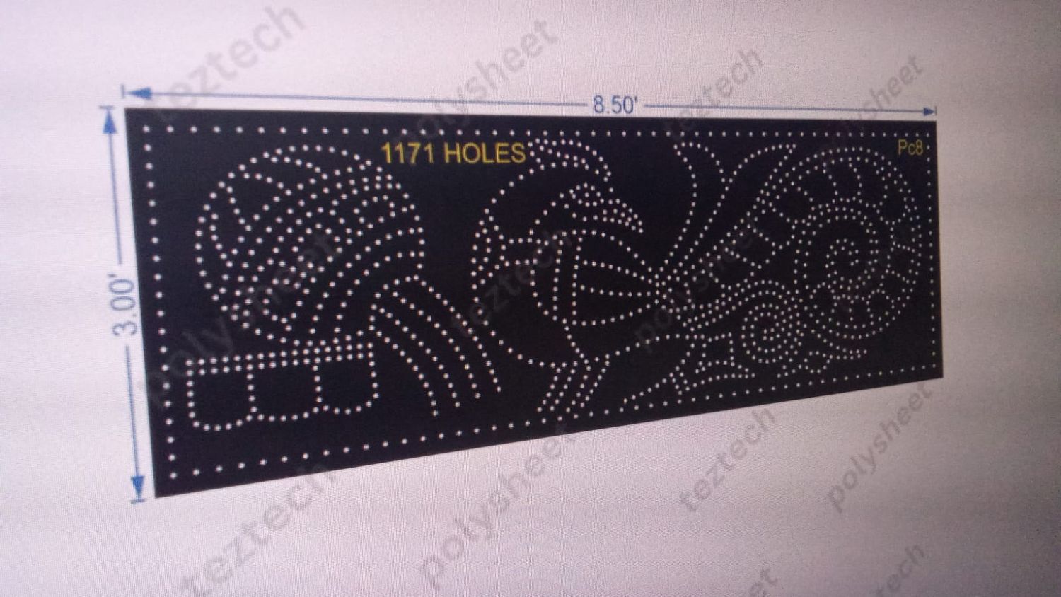 PC8 PEACOCK WITH POT 3X8.5 FEET 1171HOLES