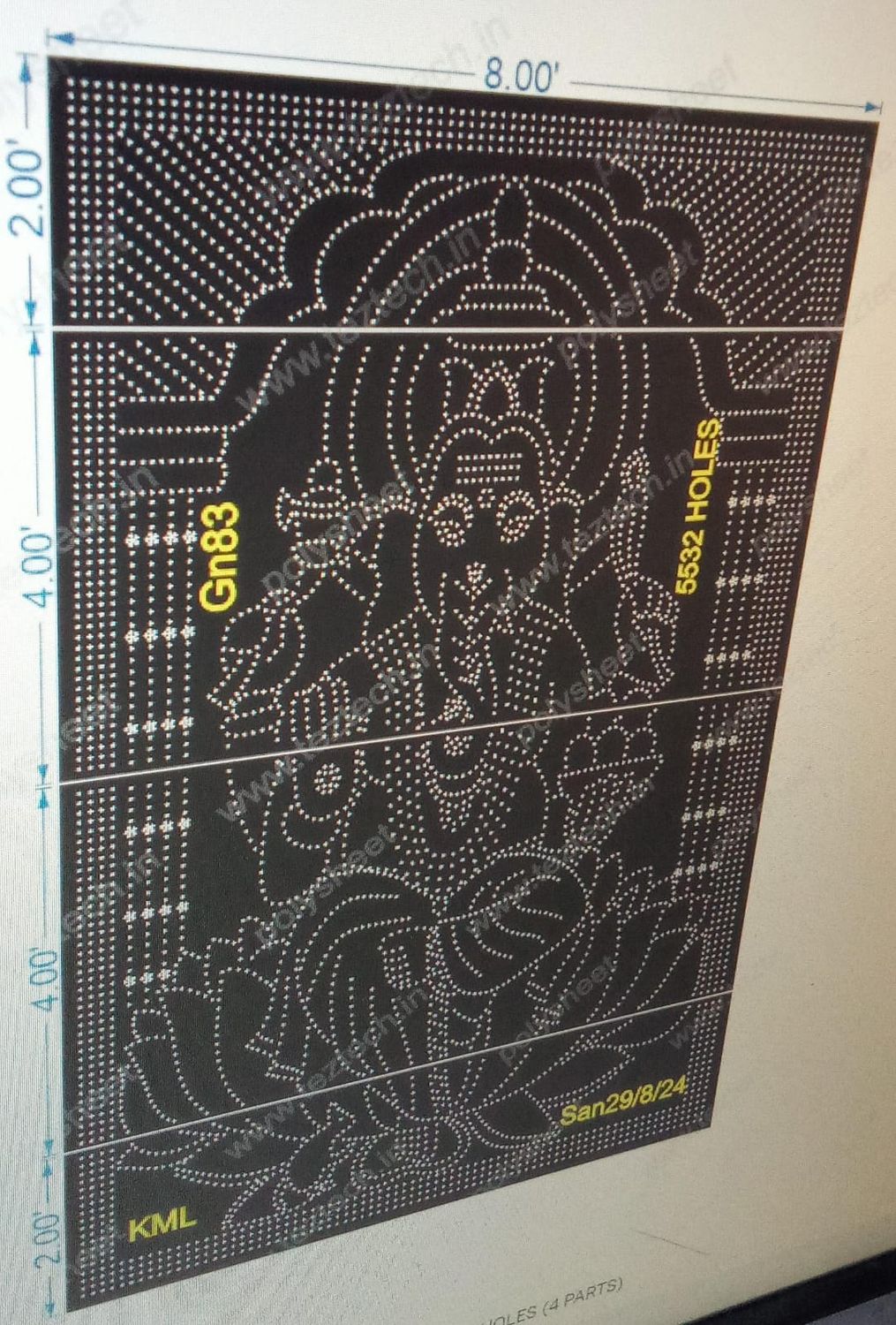 GN83 GANESHJI 12X8 FEET 5532 HOLES (4 PARTS)