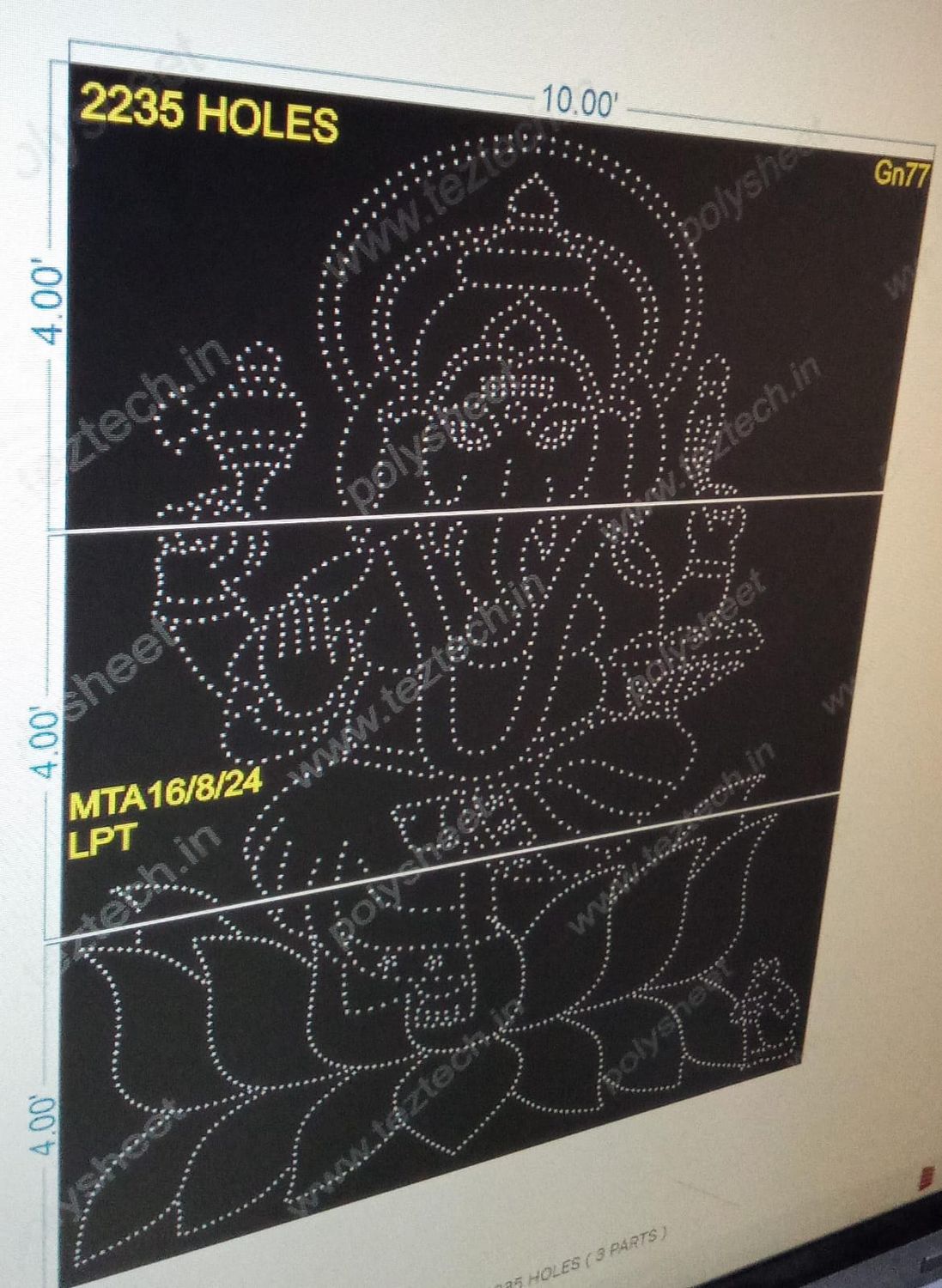 GN77 GANESHJI 12X10 FEET 2235 HOLES ( 3 PARTS )