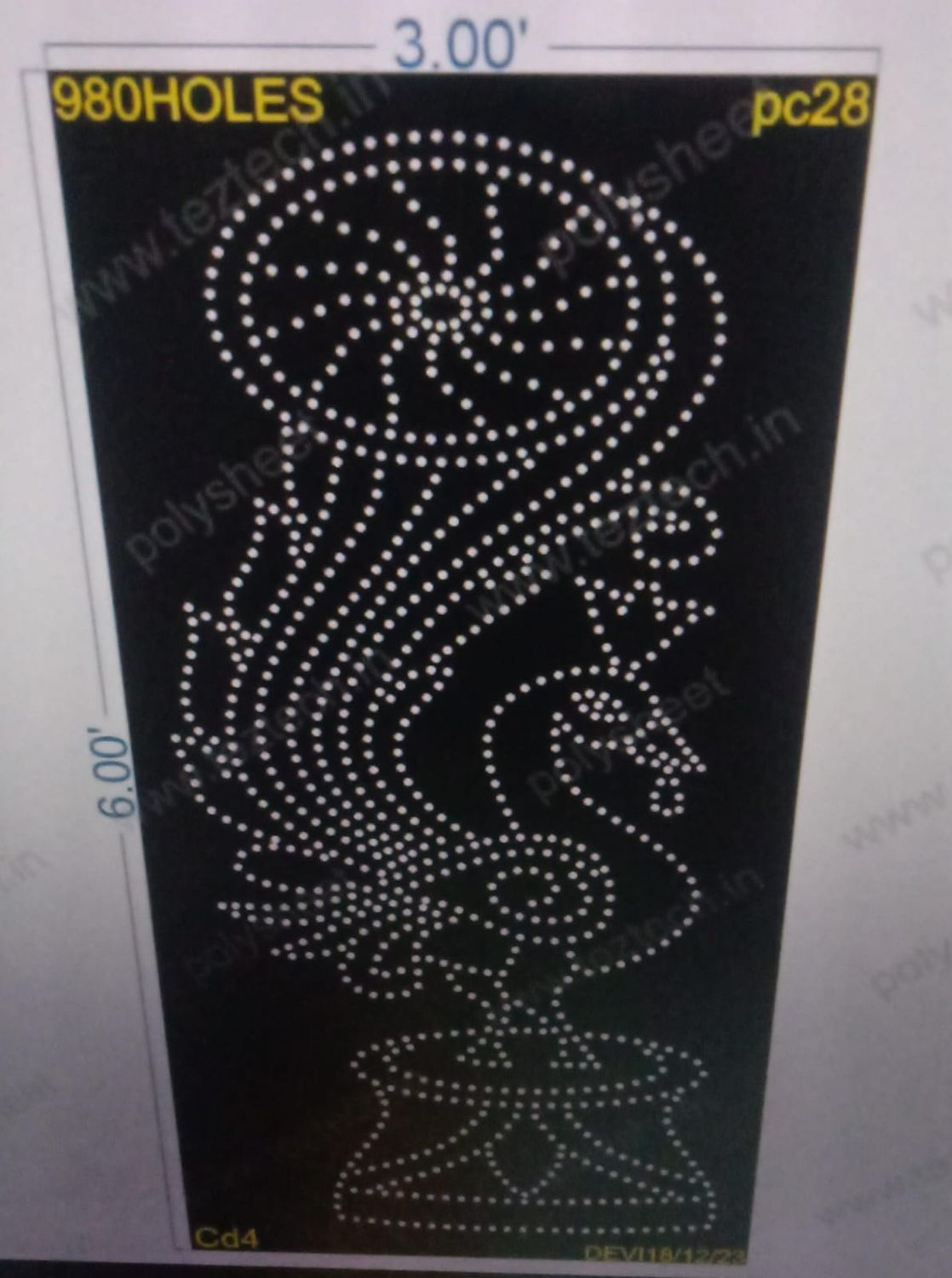 PC28 PEACOCK 3X6FEET 980HOLES