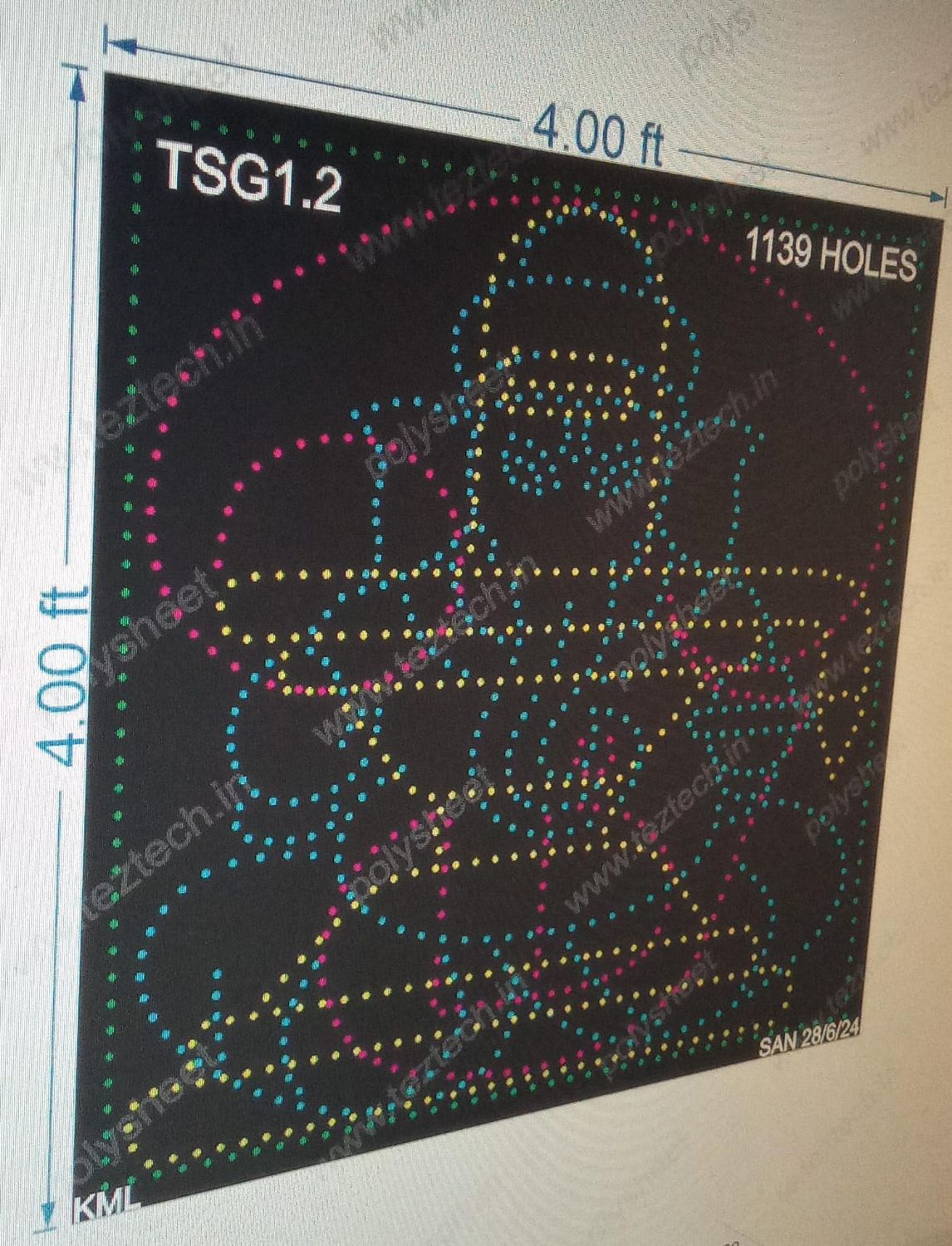 TSG1.2 KANNADA OM, SHIVLING, GANESHJI 4X4 FEET 1139 HOLES