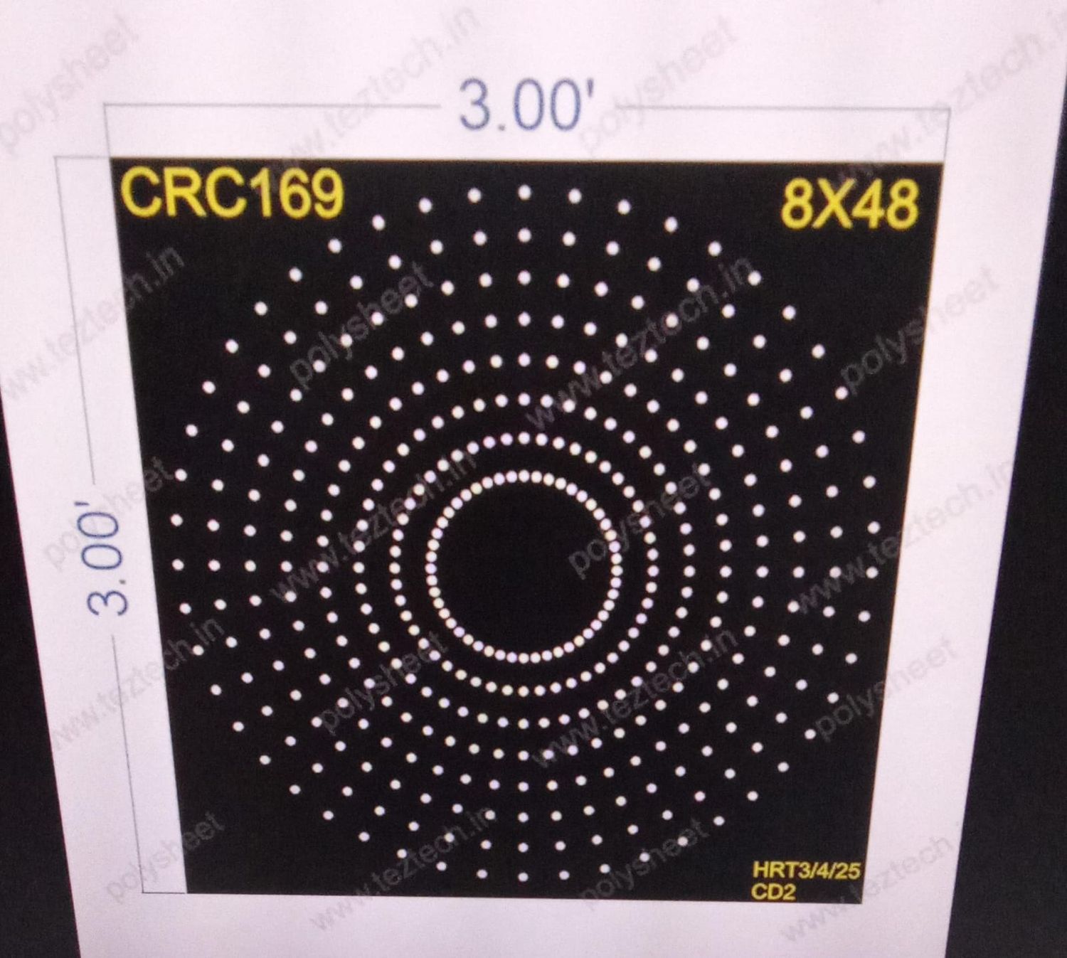 CRC169	3X3 FEET 8X48  HOLES  TOTAL HOLES= 384