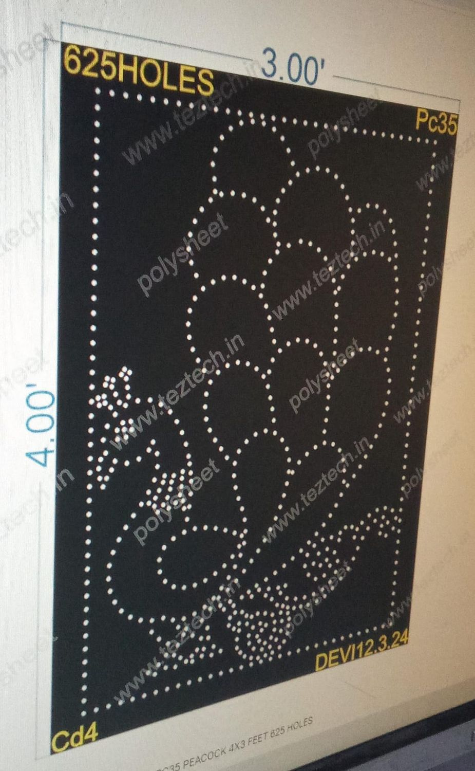 PC35 PEACOCK 4X3 FEET 625 HOLES