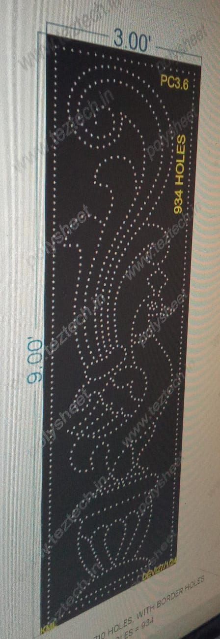 PC3.6 PEACOCK 3X9FT  710 HOLES, WITH BORDER HOLES 224, TOTAL HOLES  = 934
