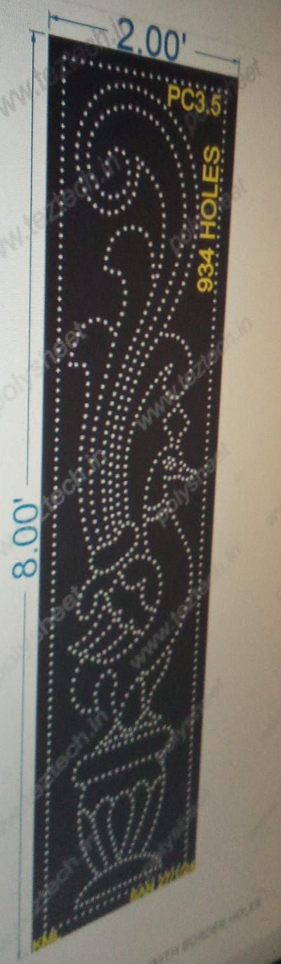 PC3.5 PEACOCK 2X8FT  710 HOLES, WITH BORDER HOLES 224, TOTAL HOLES  = 934