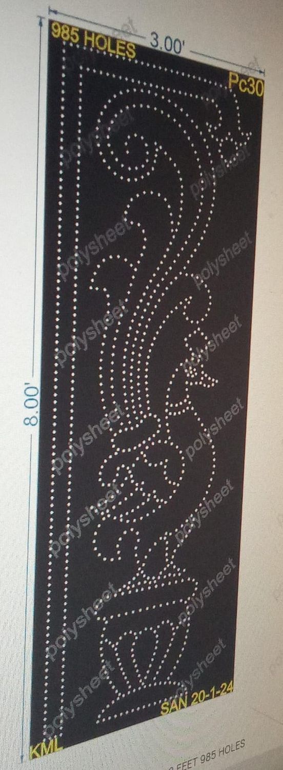 PC30 PEACOCK POLY SHEET 8x3 FEET 985 HOLES