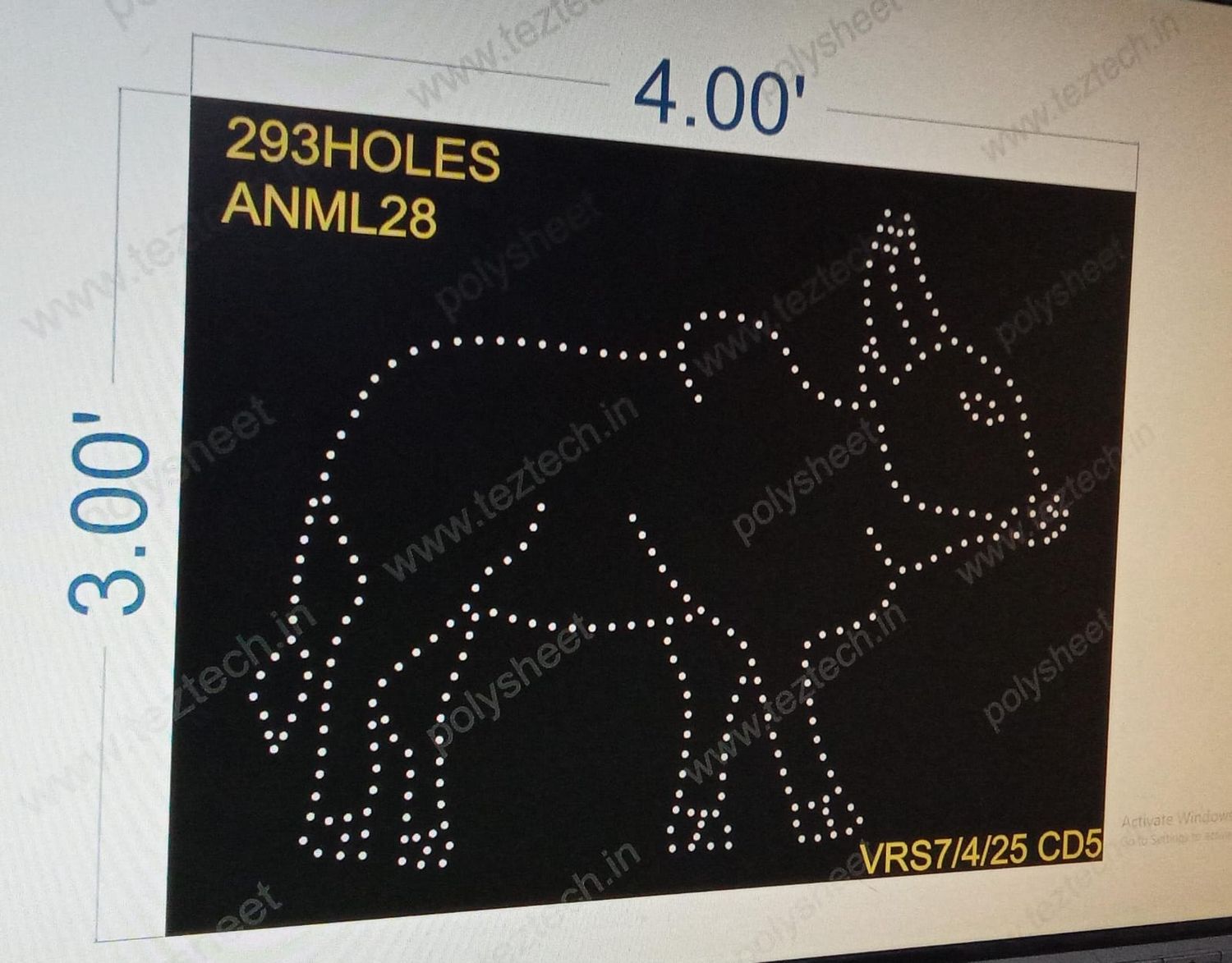 ANML28 ANML28 1 PART 3X4 FEET 293 HOLES